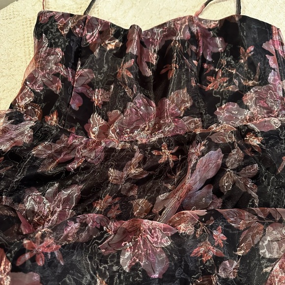 NWOT Lulus Floral Lace Maxi Dress - Black and Pink - Picture 7 of 8